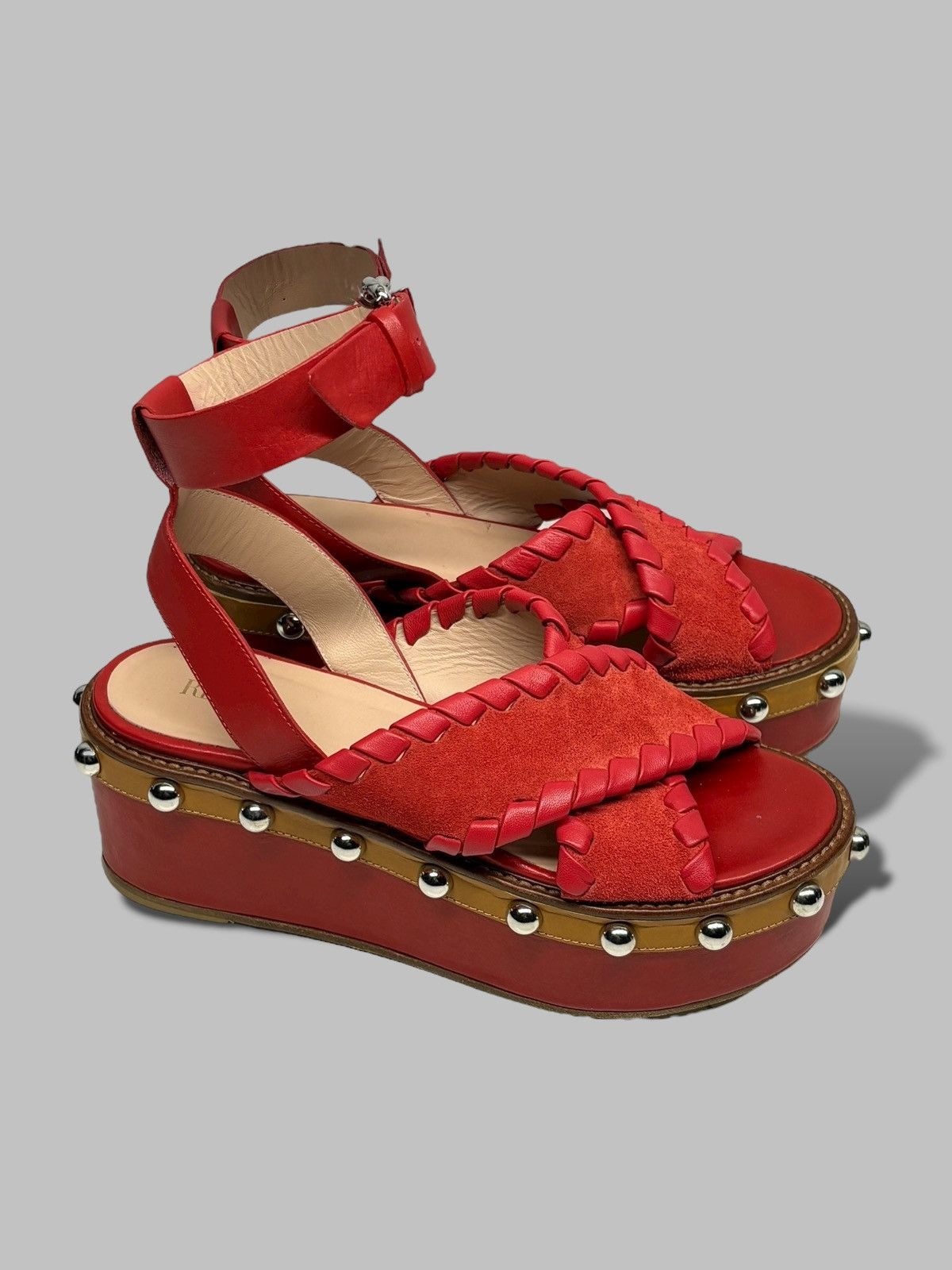 RED Valentino Red Valentino Studded Platform Sandals Hot Red 800$ RRP Size US 8 / IT 38 - 2 Thumbnail