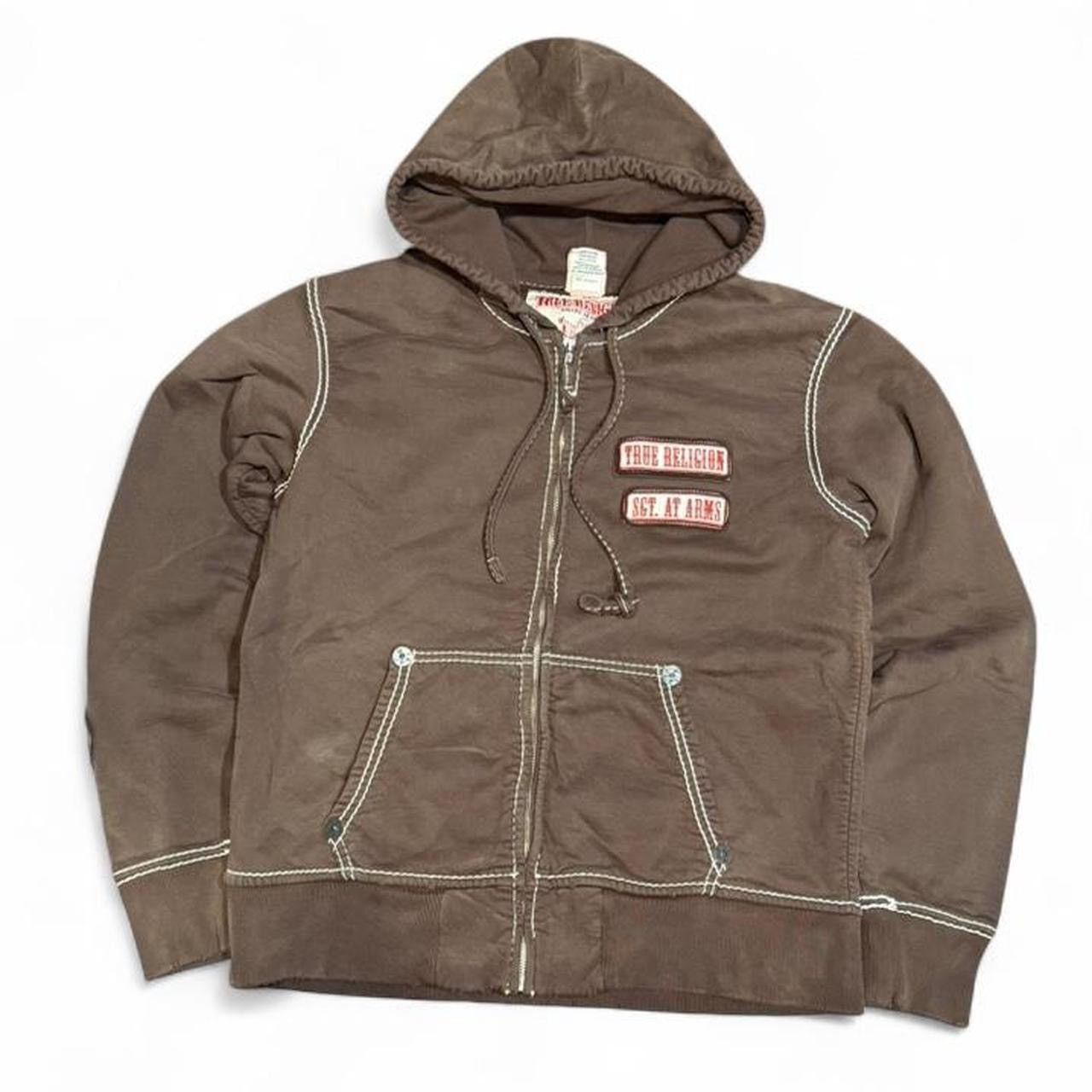 True Religion Y2K True Religion Sweatshirt Big T Brown Zip Hoodie Size US L / EU 52-54 / 3 - 1 Thumbnail