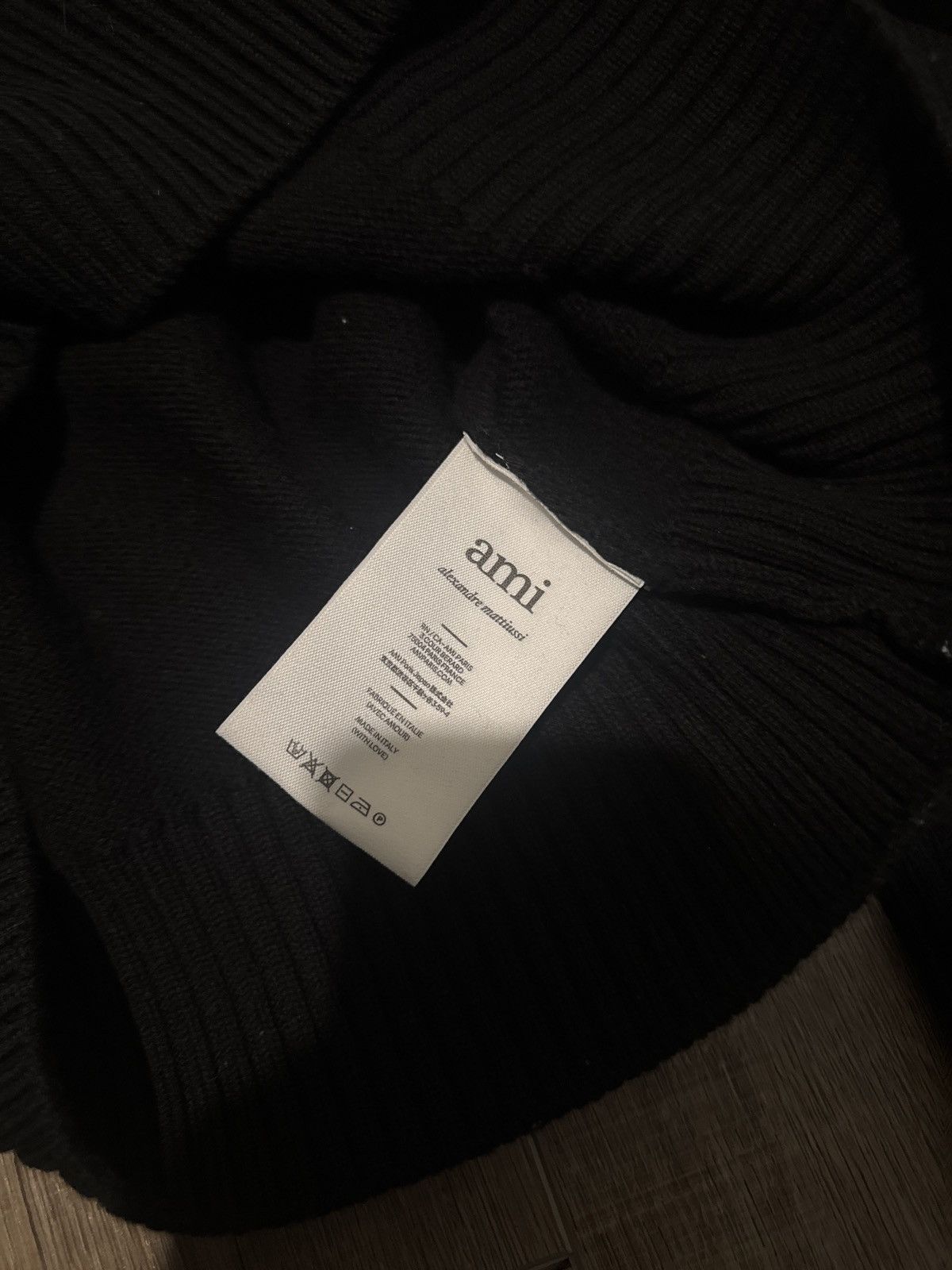 AMI AMI Paris Red Heart Logo Turtleneck Sweater Black Wool Knit Size US XS / EU 42 / 0 - 5 Thumbnail