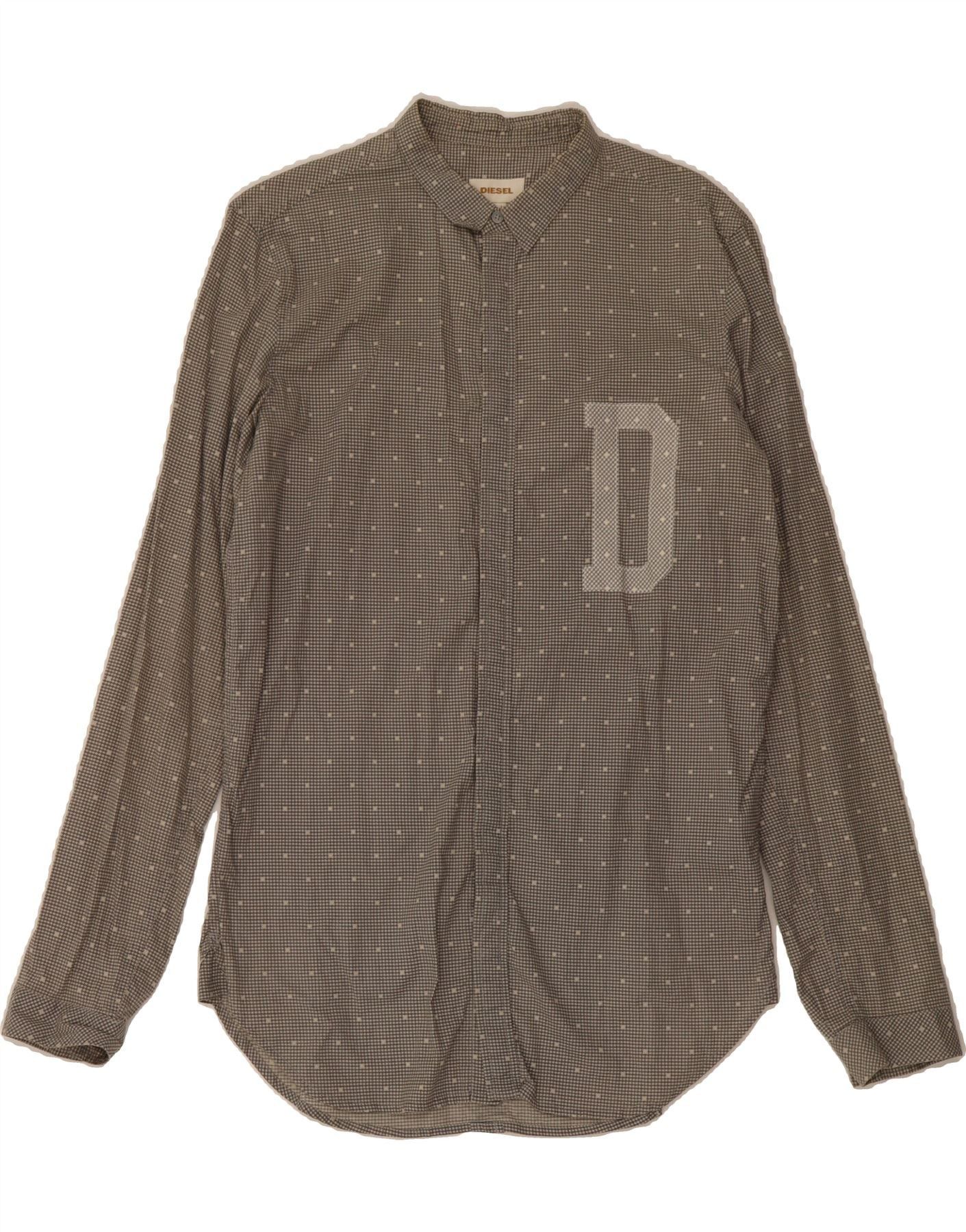 Diesel Mens Abstract Pattern Shirt Large Grey Cotton Size US L / EU 52-54 / 3 - 1 Thumbnail