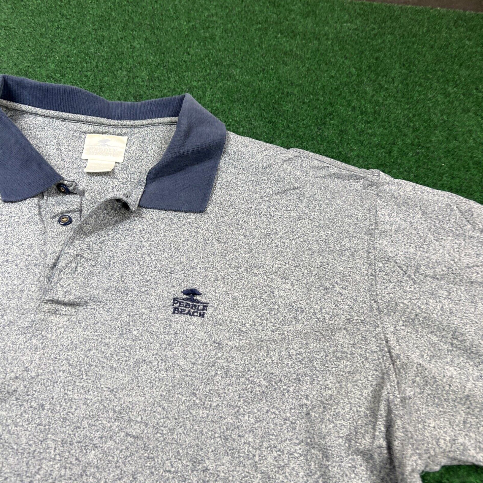 Vintage Pebble Beach Polo Shirt Adult Gray Blue collar Short Sleeve Casual Mens XL Size US XL / EU 56 / 4 - 2 Thumbnail