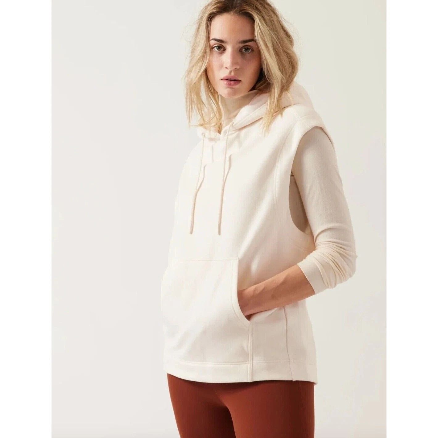 Athleta Athleta Retroplush Cocoon Hoodie Sweatshirt White LARGE Size L / US 10 / IT 46 - 1 Thumbnail