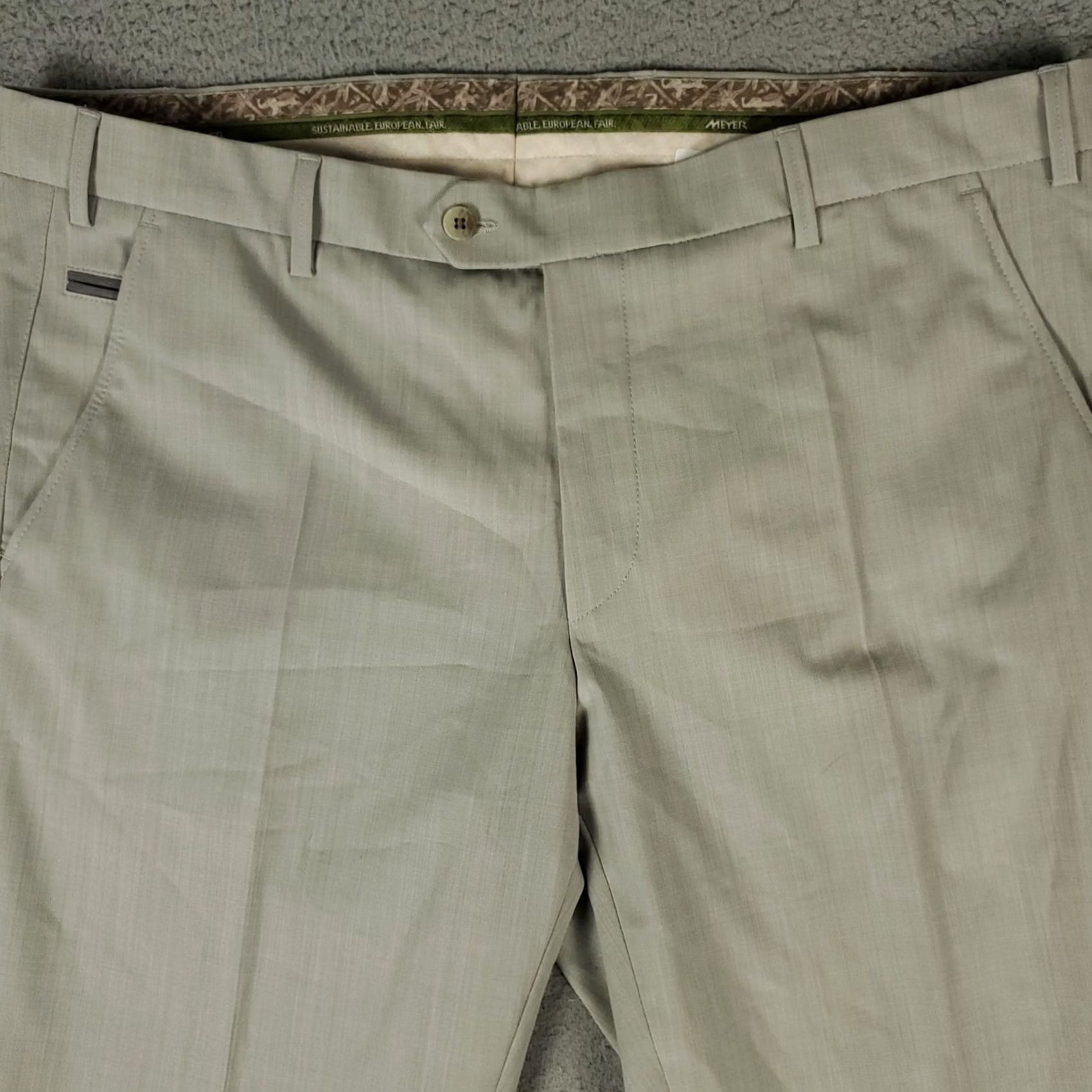 Vintage Meyer Pants Mens 39x30 Gray Dress Slacks Flat Front Chino Trousers Size US 39 - 2 Thumbnail