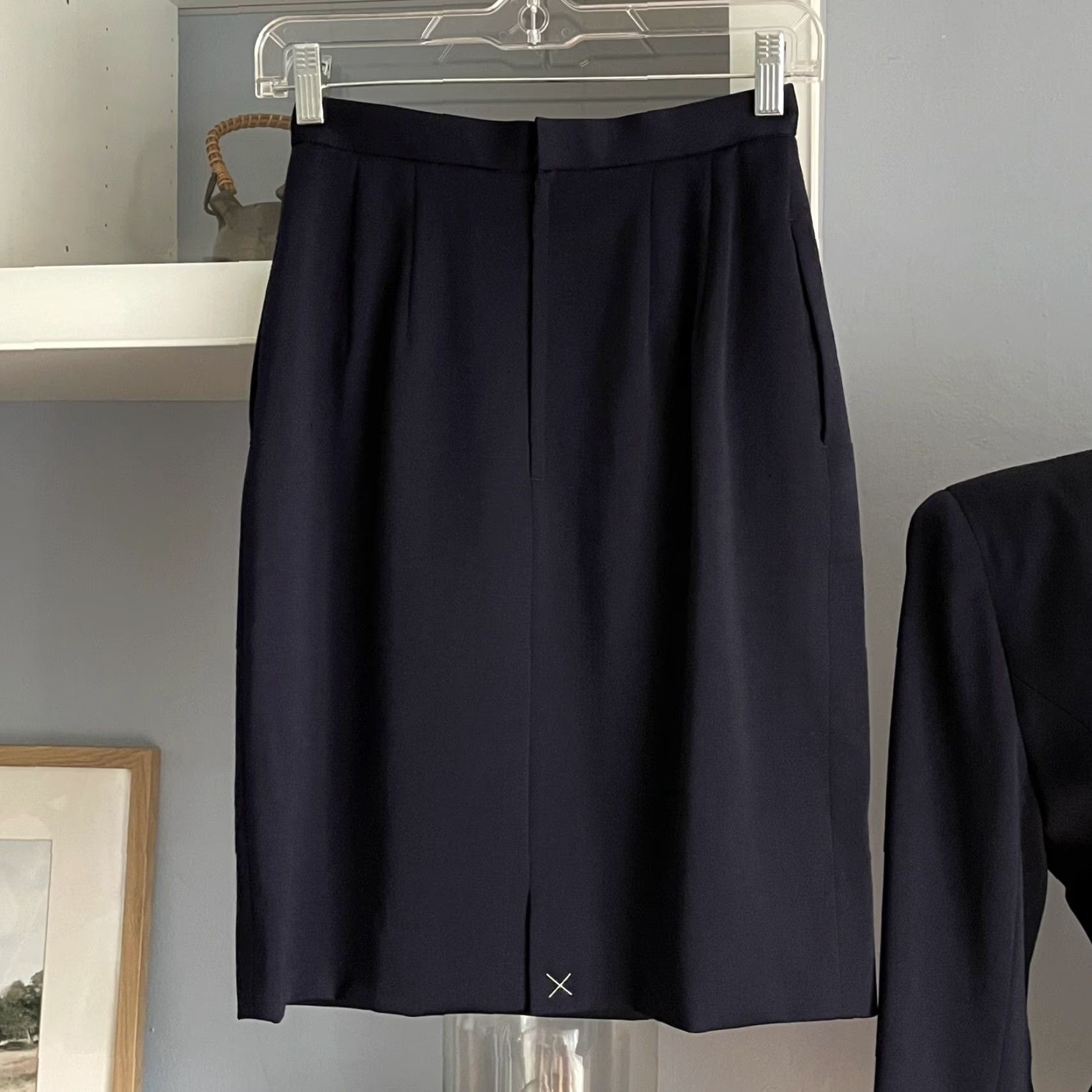Vintage VINTAGE Courreges 80’s Jacket & Skirt Suit Wool Navy w/Rhinestone Buttons S Size 28" / US 6 / IT 42 - 7 Thumbnail