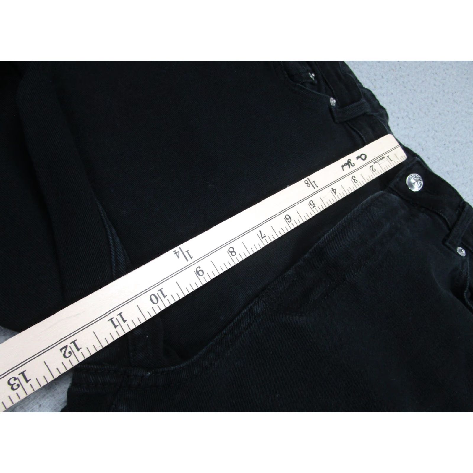 H&M H&M Divided Jeans 10 Black Stretch Tapered Raw Frayed Hem Denim Womens Size 32" / US 10 / IT 46 - 6 Thumbnail