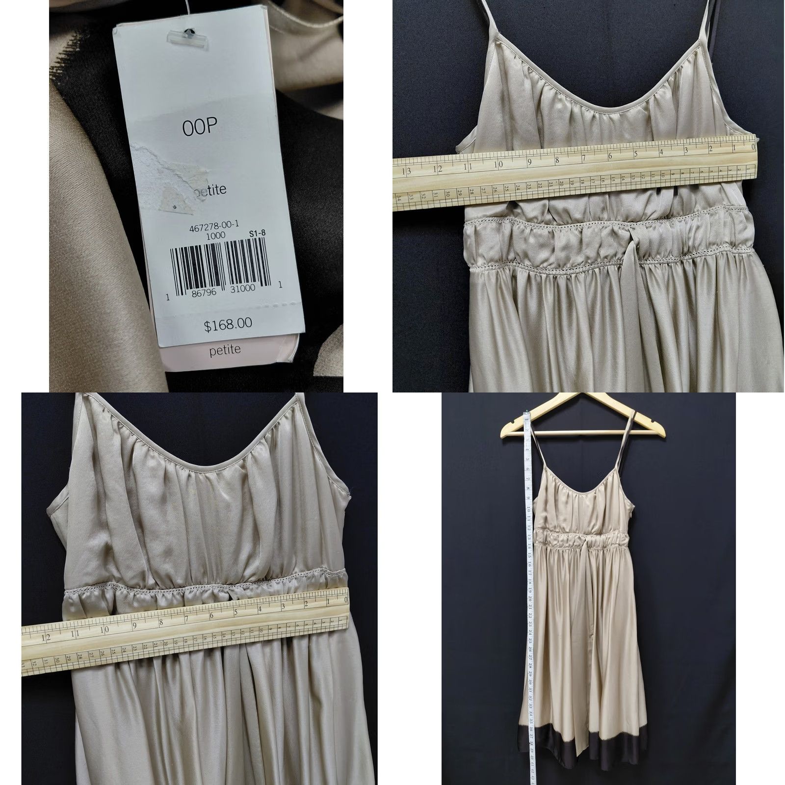 Banana Republic BANANA REPUBLIC Dress Beige Solid Sleeveless Knee Length 00P Silk Foldover Tank Style Ladies Womens NWT Size XXS / US 00 / IT 34 - 8 Thumbnail