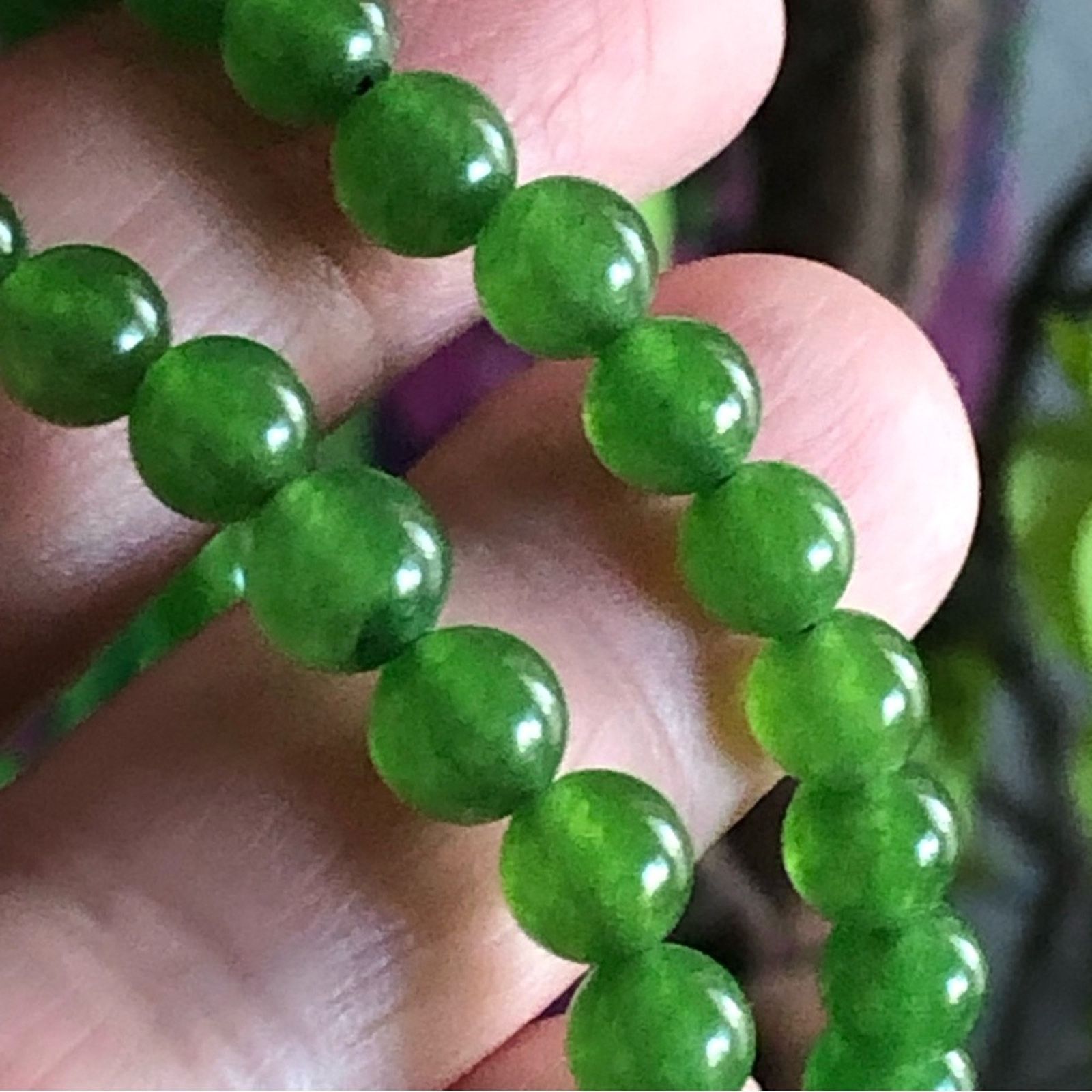 Jewelry Genuine nephrite jade 6mm round bead necklace Size ONE SIZE - 8 Thumbnail