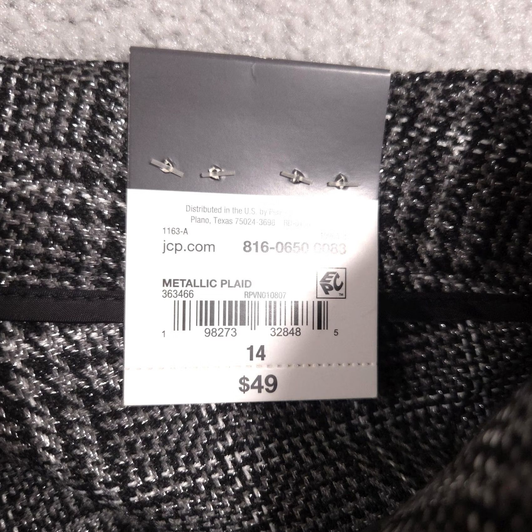 Worthington Worthington Pants Womens 14 Gray Metallic Plaid Straight Leg Dress Career Work Pants Size 36" / US 14 / IT 50 - 6 Thumbnail