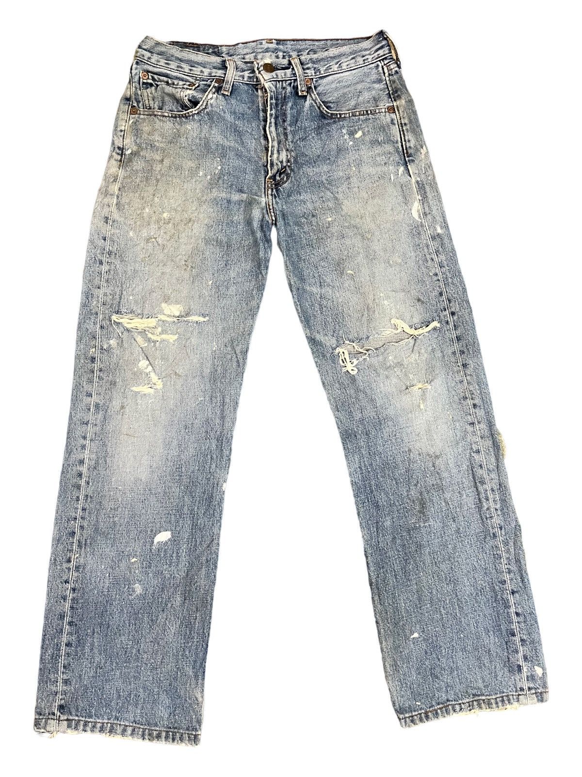 Levi's Vintage Levi’s Blue Wash Distressed Jeans Size US 29 - 1 Thumbnail