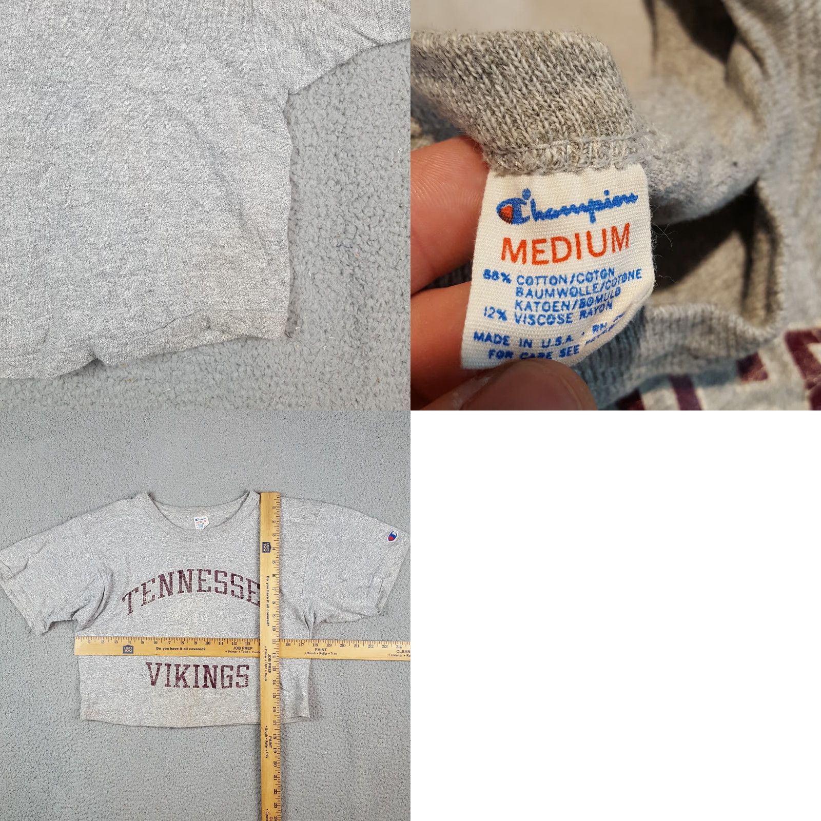 Champion VINTAGE Tennessee Vikings Cropped School Tee Women's Size M Gray T-Shirt 80s 90s College Sports Retro Champion Shirt Athletic Gym Size M / US 6-8 / IT 42-44 - 8 Thumbnail