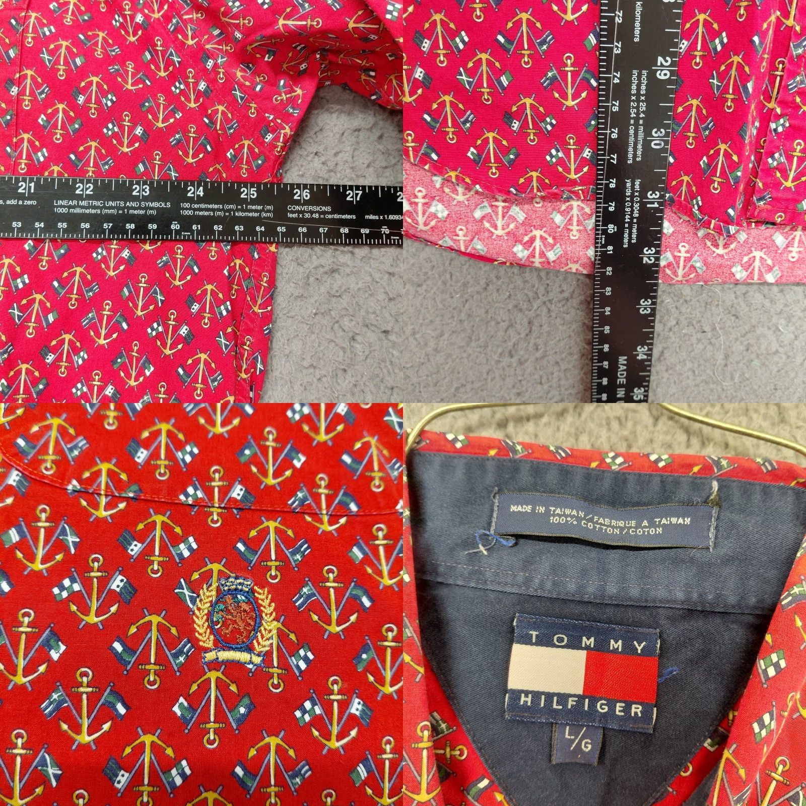Tommy Hilfiger Tommy Hilfiger Logo Shirt Men L Red Preppy All Over Print Nautical Yacht Flags Button-Up Collared Pocket Size US L / EU 52-54 / 3 - 8 Thumbnail