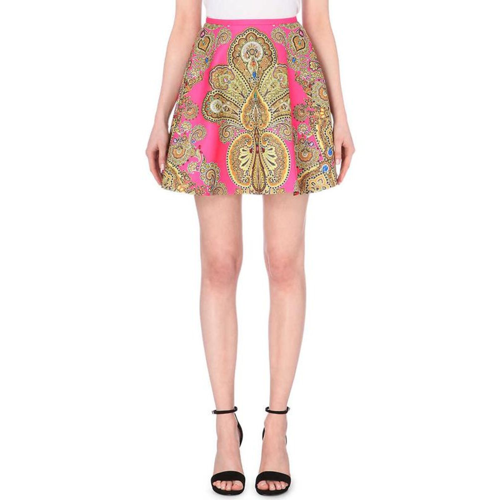 Ted Baker Ted Baker Pink Multicolor Paisley A-Line Mini Skirt Sz 0 Size 25" / US 0 / IT 36 - 1 Thumbnail