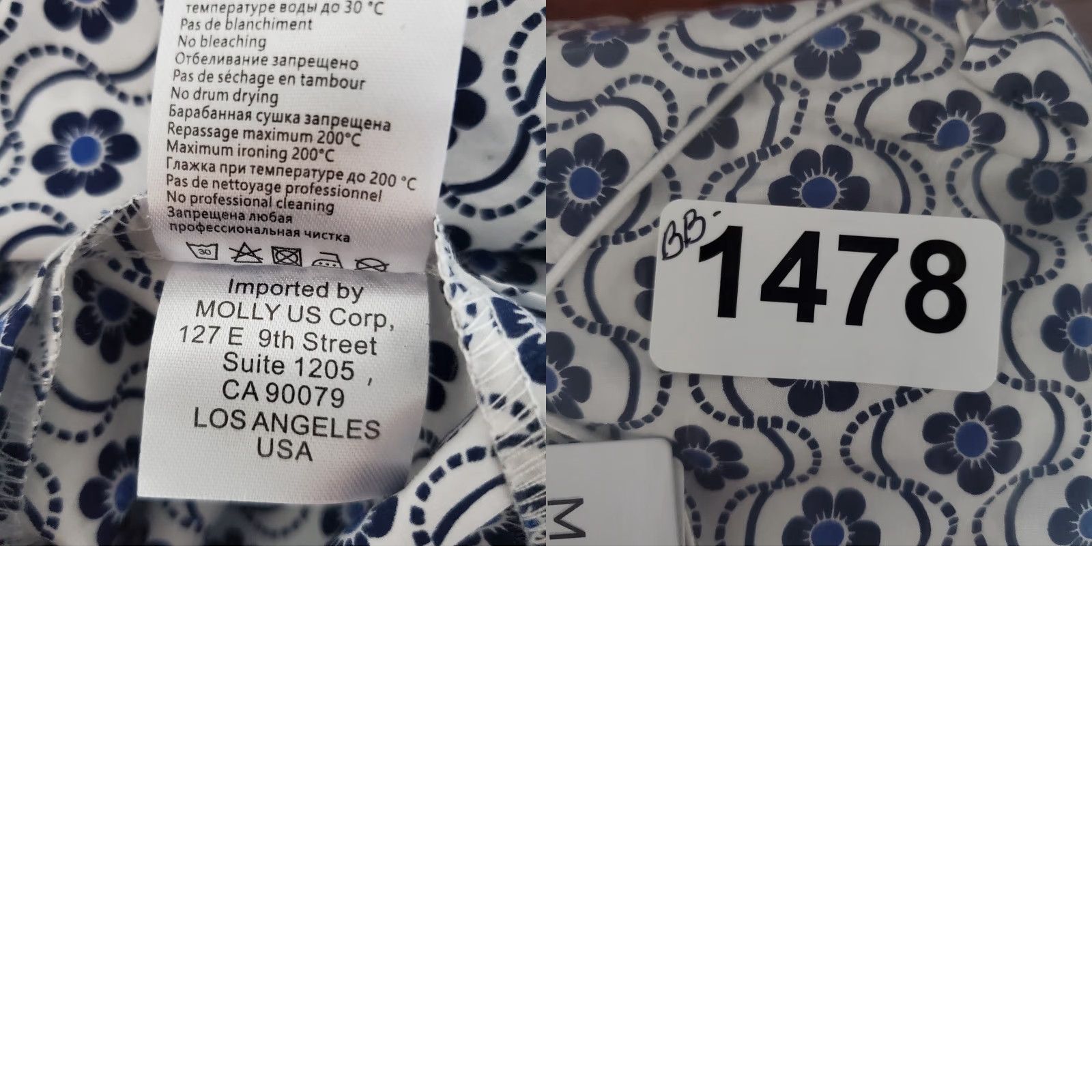 Vintage Molly Bracken Womens Dress White Blue Floral Woven Short Sleeve Casual Size XL Size 40" / US 18 - 10 Thumbnail