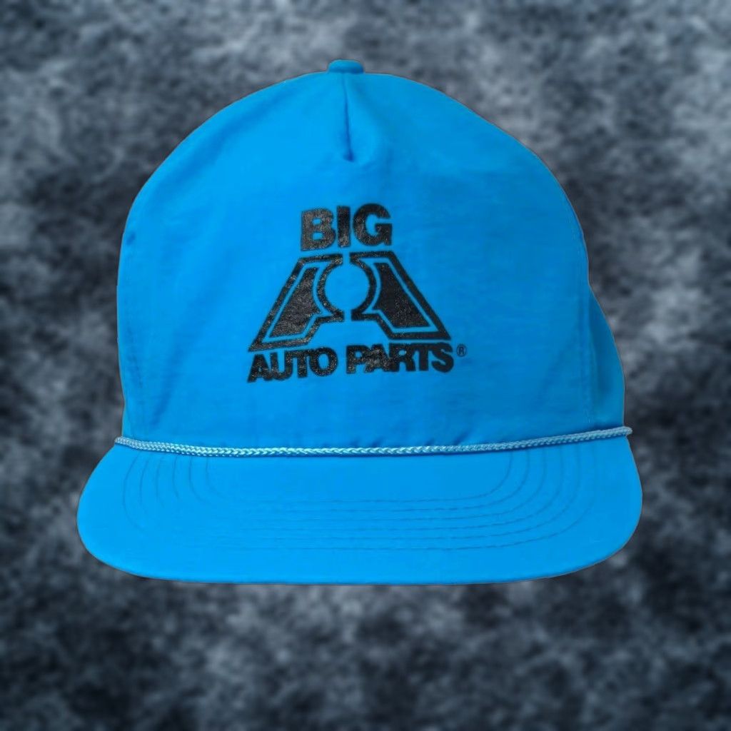 Vintage VINTAGE Big A Auto Parts Snapback Hat Blue 100% Nylon Rope Adjustable Mens Blue & White 80's 90's Size ONE SIZE - 1 Thumbnail