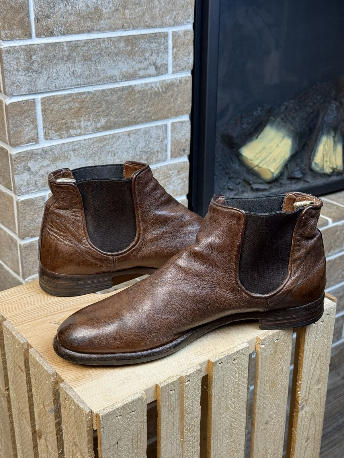 Officine Creative × Vintage Officine Creative Brown Leather Ceton Chealsea Boots Size US 9 / IT 39 - 9 Thumbnail