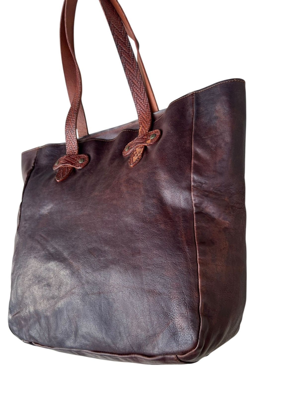 Buttero Vintage Buttero Italy Distressed Patina Leather Tote Bag Size ONE SIZE - 7 Thumbnail