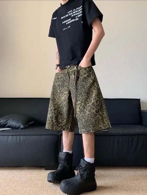 VIBE Leopard Baggy Loose Jorts Shorts Size US 33 - 1 Thumbnail