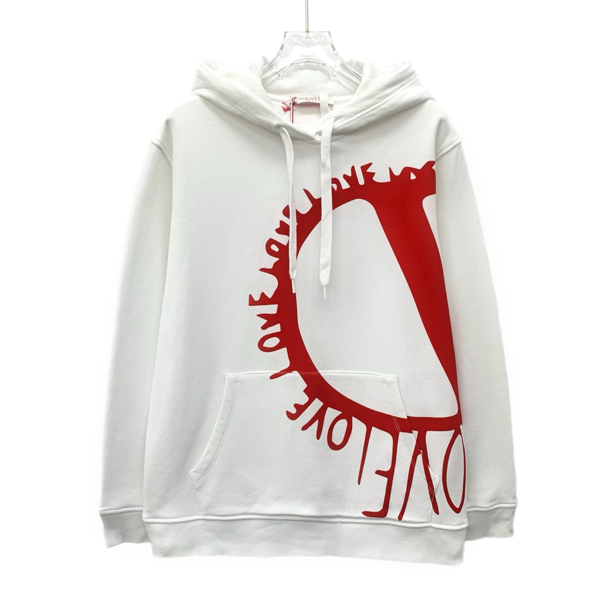 Valentino Valentino White & Red Graphic Love Print Hoodie Cotton Long- Size S / US 4 / IT 40 - 1 Thumbnail