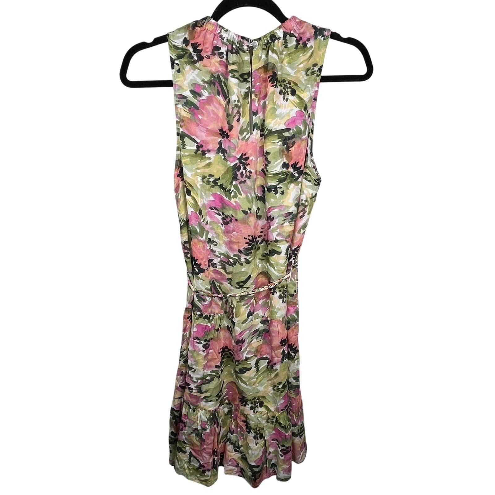 Other Dex Floral High Neck Sun Mini Dress Sleeveless Braided Belt Size S / US 4 / IT 40 - 3 Thumbnail
