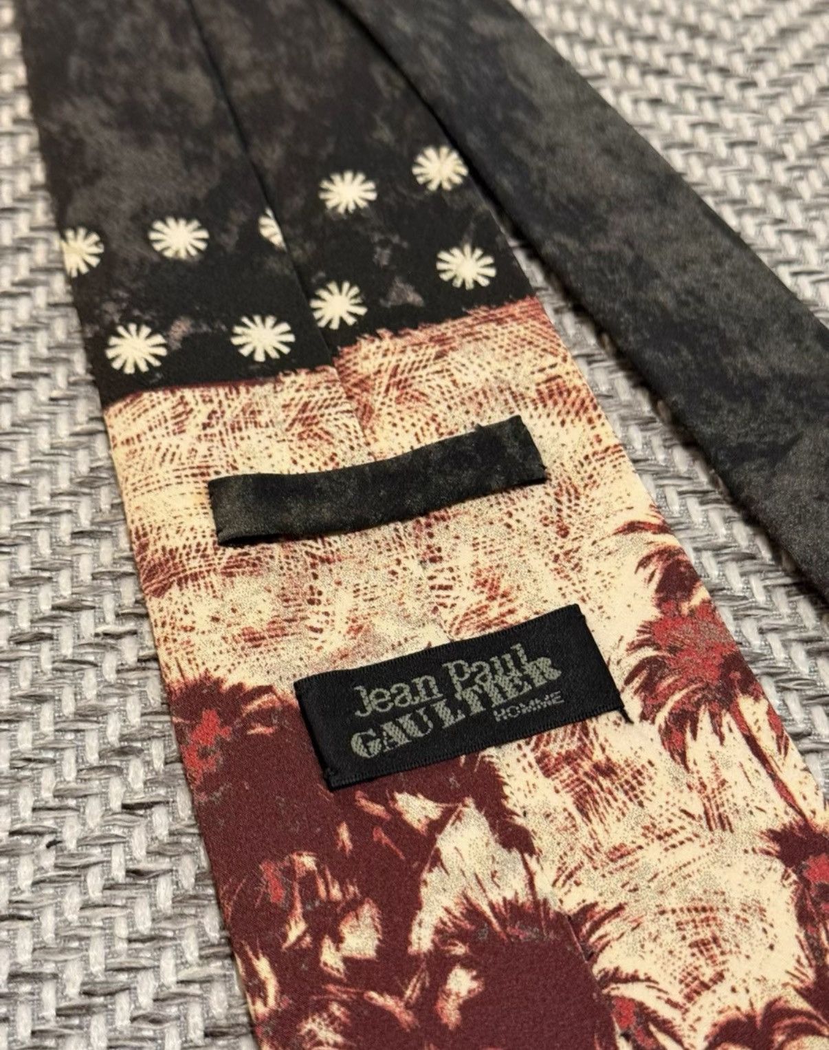Jean Paul Gaultier Jean Paul Gaultier Etching Coconut Tree Patchwork Tie K24 Size ONE SIZE - 6 Thumbnail
