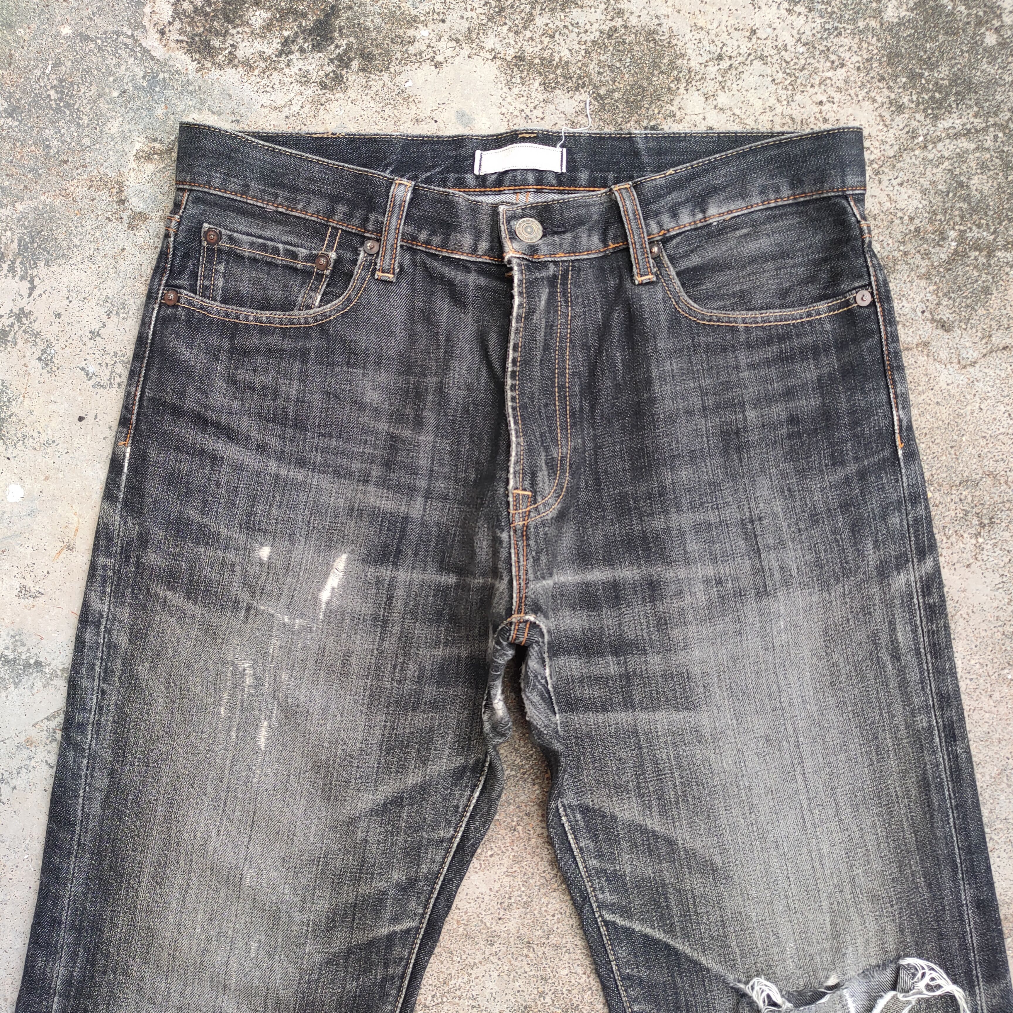 Japanese Brand VINTAGE JAPANESE DENIM FADED BLACK RIPPED JEANS PANTS Size US 34 / EU 50 - 2 Thumbnail