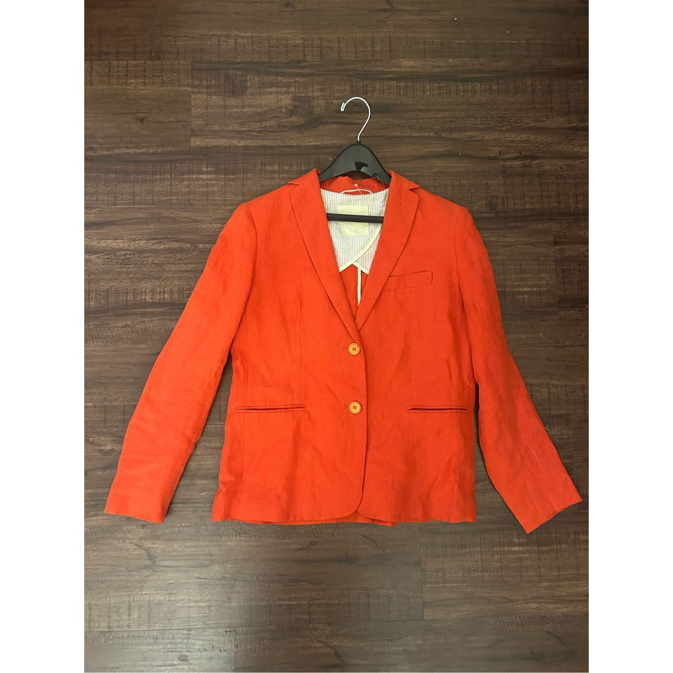 Max Mara Max Mara Linen Button Coral Orange Button Shell Blazer, *Siz Size M / US 6-8 / IT 42-44 - 1 Thumbnail