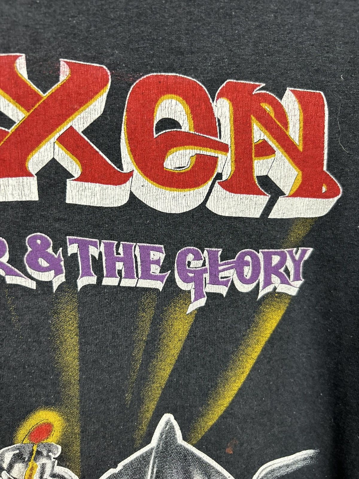 Band Tees × Vintage Vintage Saxon 1983 Power The Glory T shirt Size US S / EU 44-46 / 1 - 8 Thumbnail