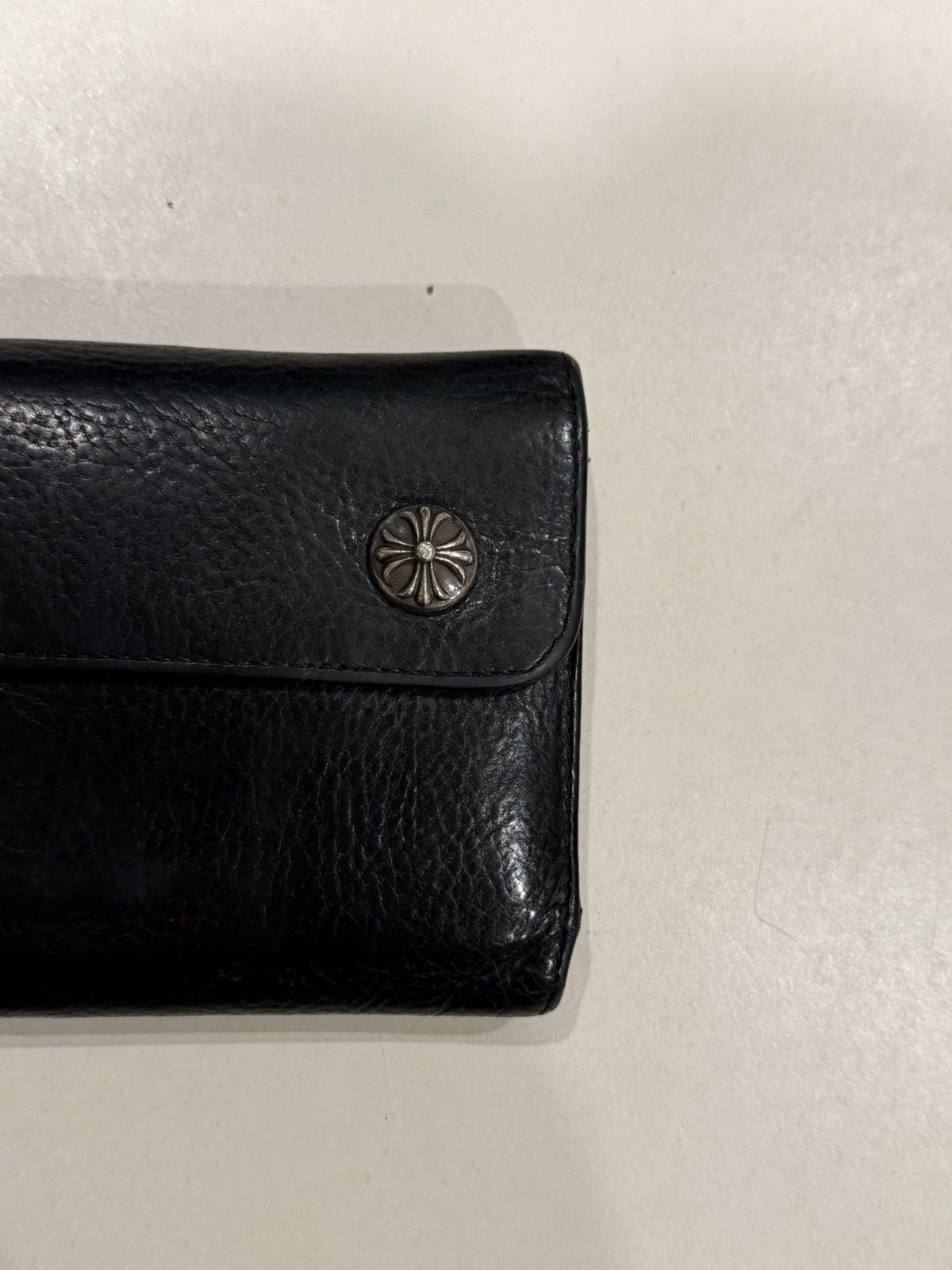 Chrome Hearts Chrome Hearts Black Leather Wave Wallet Silver Cross Balls Size ONE SIZE - 5 Thumbnail