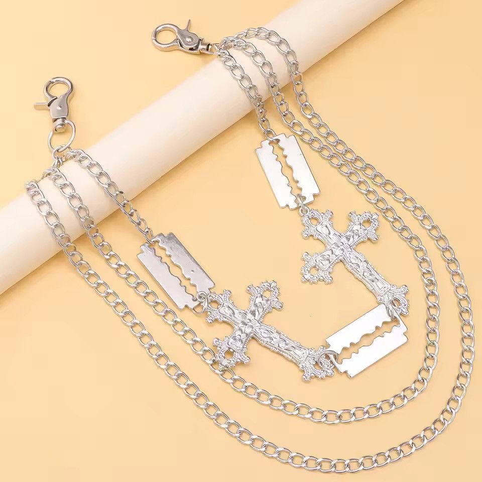 Vintage cross pendant imitation blade Rock Metal Pants Waist Chain Size ONE SIZE - 5 Thumbnail