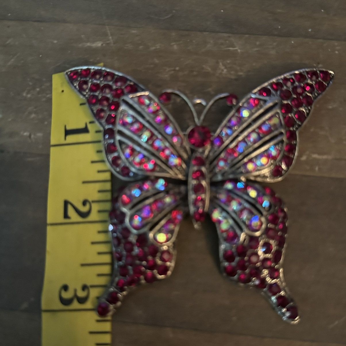 Other Large gold tone red rhinestone butterfly brooch Size ONE SIZE - 2 Thumbnail