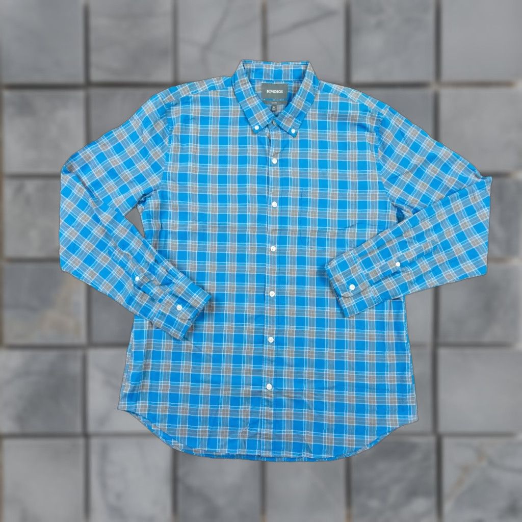 Bonobos Bonobos Blue Plaid Check Long Sleeve Button Down Shirt Men's XL Slim Fit Preppy Size US XL / EU 56 / 4 - 1 Thumbnail