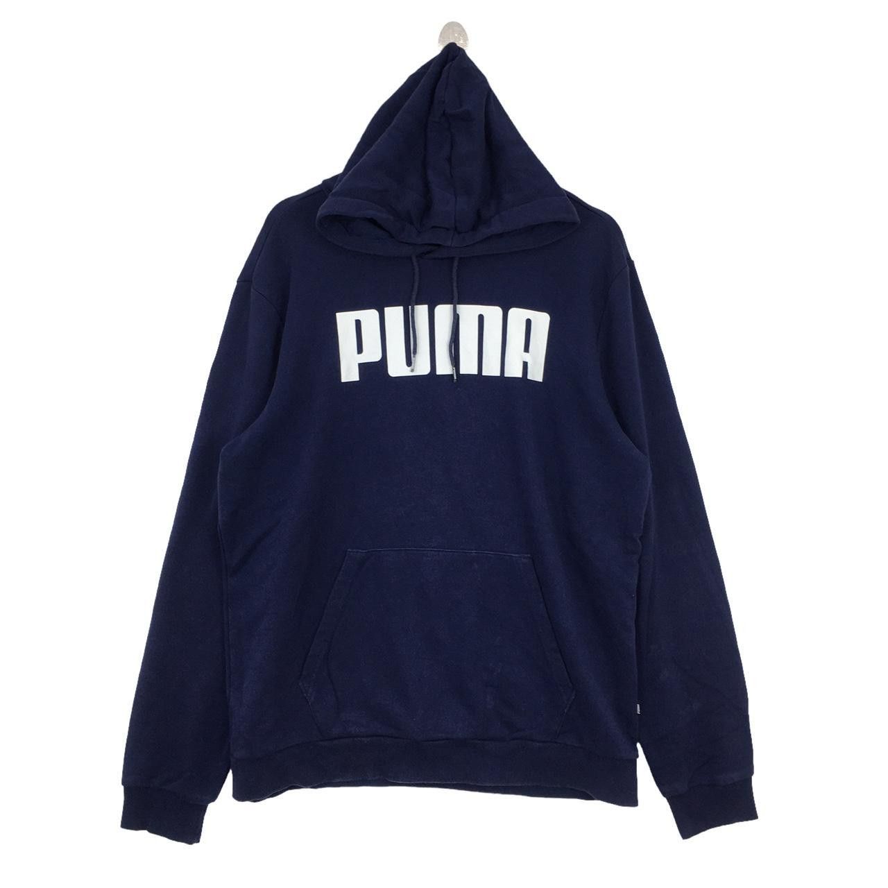 Vintage Vtg PUMA SPORTSWEAR Stock Big Logo Pullover Blue Hoodie Size US L / EU 52-54 / 3 - 1 Thumbnail