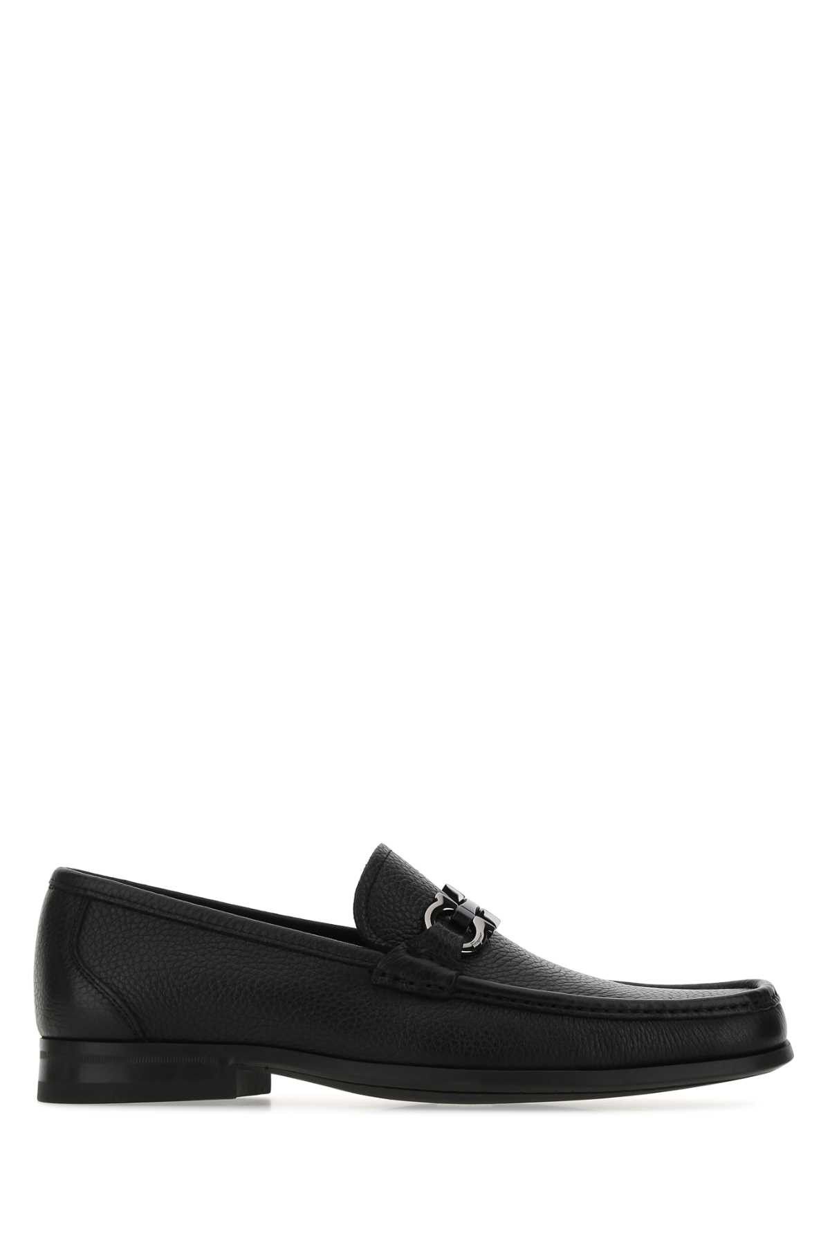 image of Salvatore Ferragamo Black Leather Grandioso Loafers, Men's (Size 9)