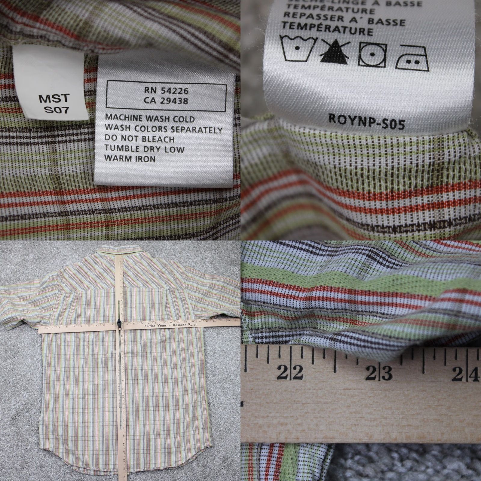 Royal Robbins Royal Robbins Shirt Mens Large Red/Green/Purple Striped Cotton S/S Button Up Size US L / EU 52-54 / 3 - 8 Thumbnail