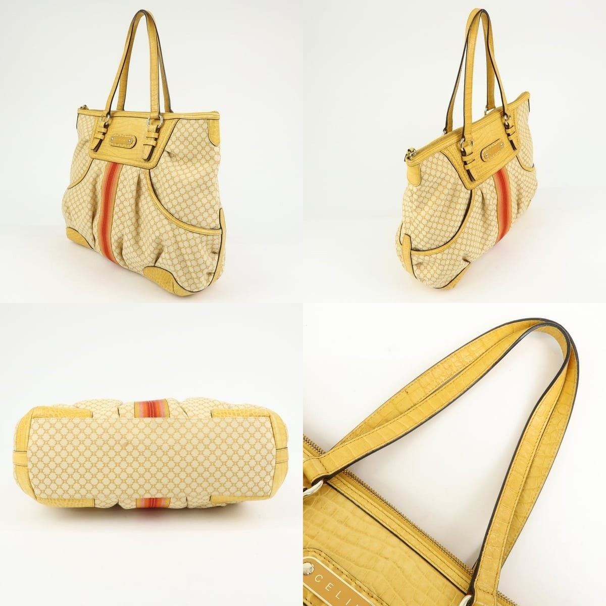Celine Celine Macadam Coated Canvas & Leather Tote Yellow Size ONE SIZE - 3 Thumbnail