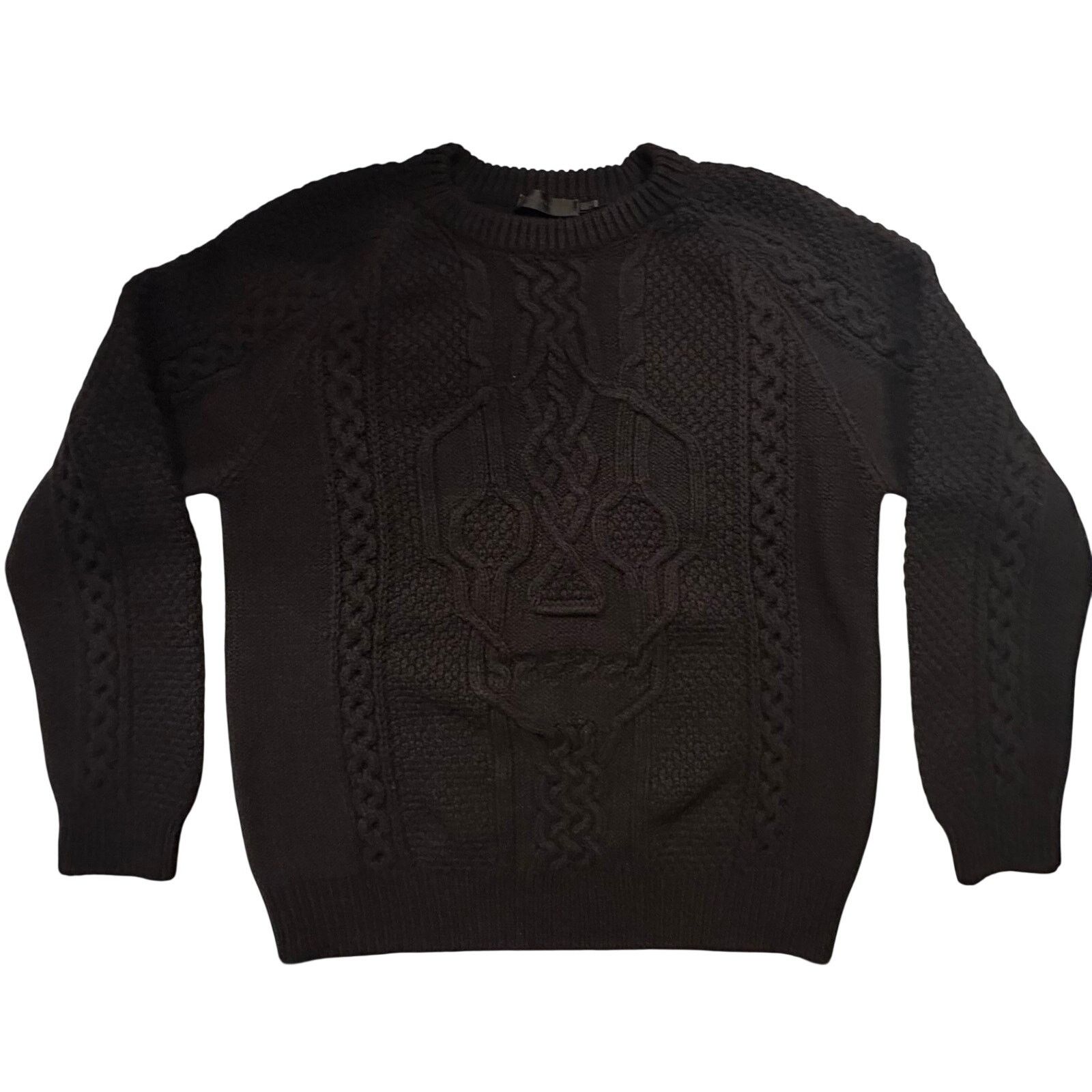 Alexander McQueen Skull Motif Fisherman Cable Sweater Black LRG Wool Cashmere Size US L / EU 52-54 / 3 - 11 Thumbnail
