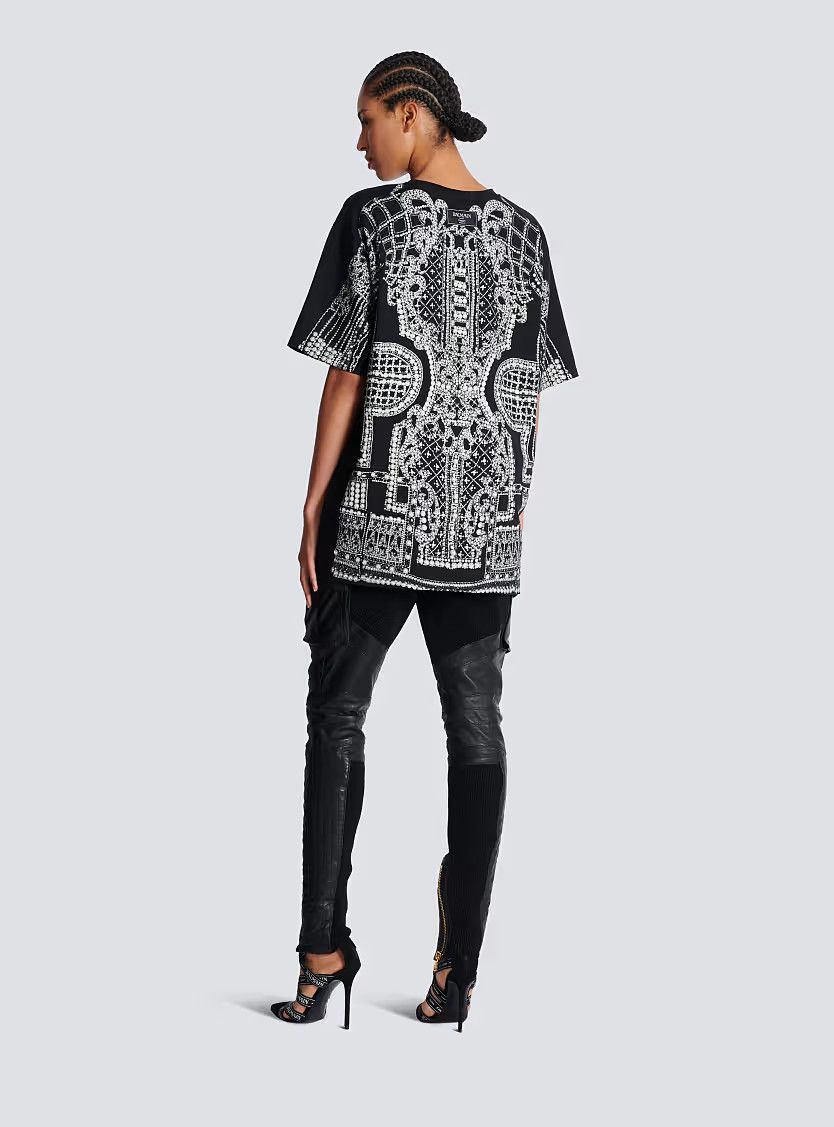 Balmain o1s1wg111225 Printed T-Shirt in Black Size M / US 6-8 / IT 42-44 - 5 Thumbnail