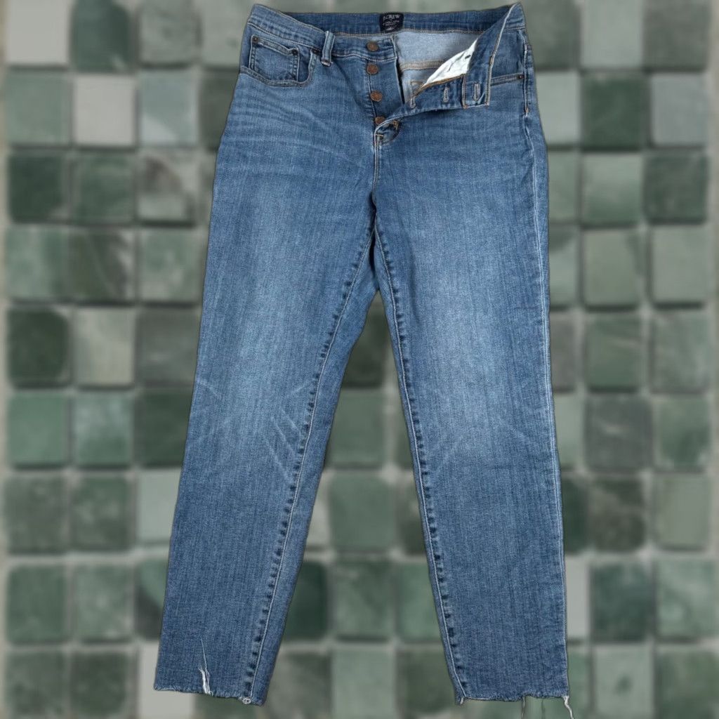 J.Crew J. Crew High Rise Skinny Jeans Button Fly Raw Hem 31x25 Denim Blue Women Sized 31 Size 24" / US 00 / IT 34 - 1 Thumbnail