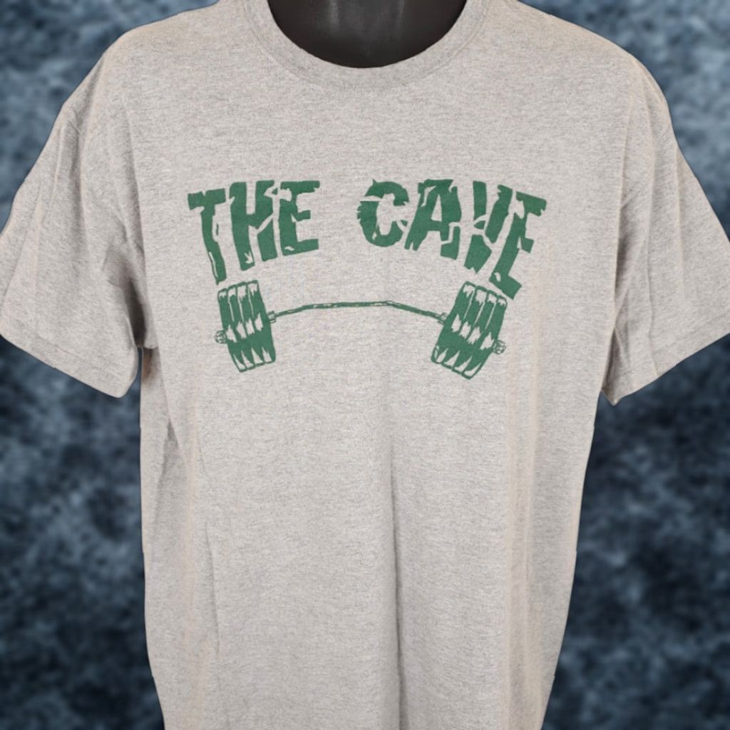 Gildan VINTAGE The Cave Bodybuilding T Shirt Mens Size Large Gray Where Beasts Are Made Shirt Mens Large Gray Size US L / EU 52-54 / 3 - 1 Thumbnail