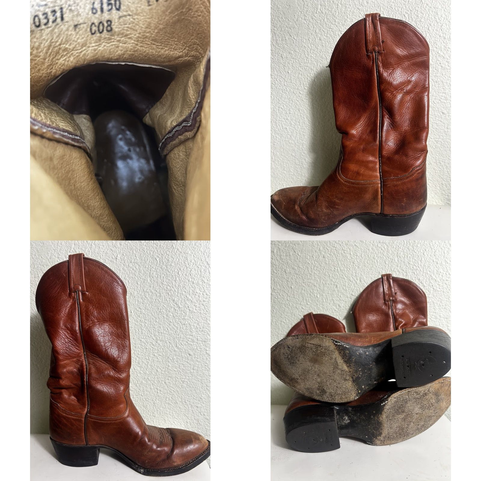 Tony Lama VINTAGE Tony Lama Men’s Boots Western 9 D Leather Cowboy USA Brown Leather 6150 Mens Size US 9 / EU 42 - 11 Thumbnail