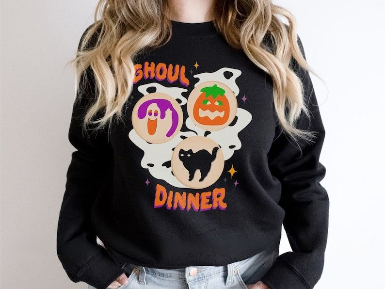 Designer Ghoul Dinner - Funny Halloween Cookie Sweater Size L / US 10 / IT 46 - 1 Thumbnail