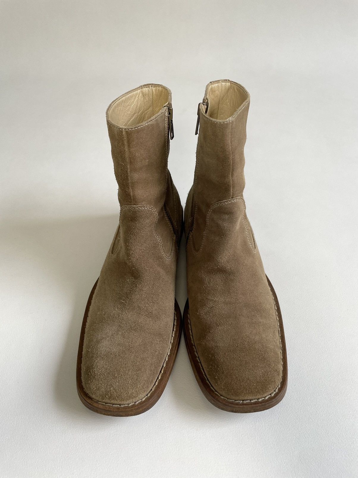 Ann Demeulemeester Tan Suede Square Toe Boots Size US 9 / IT 39 - 6 Thumbnail