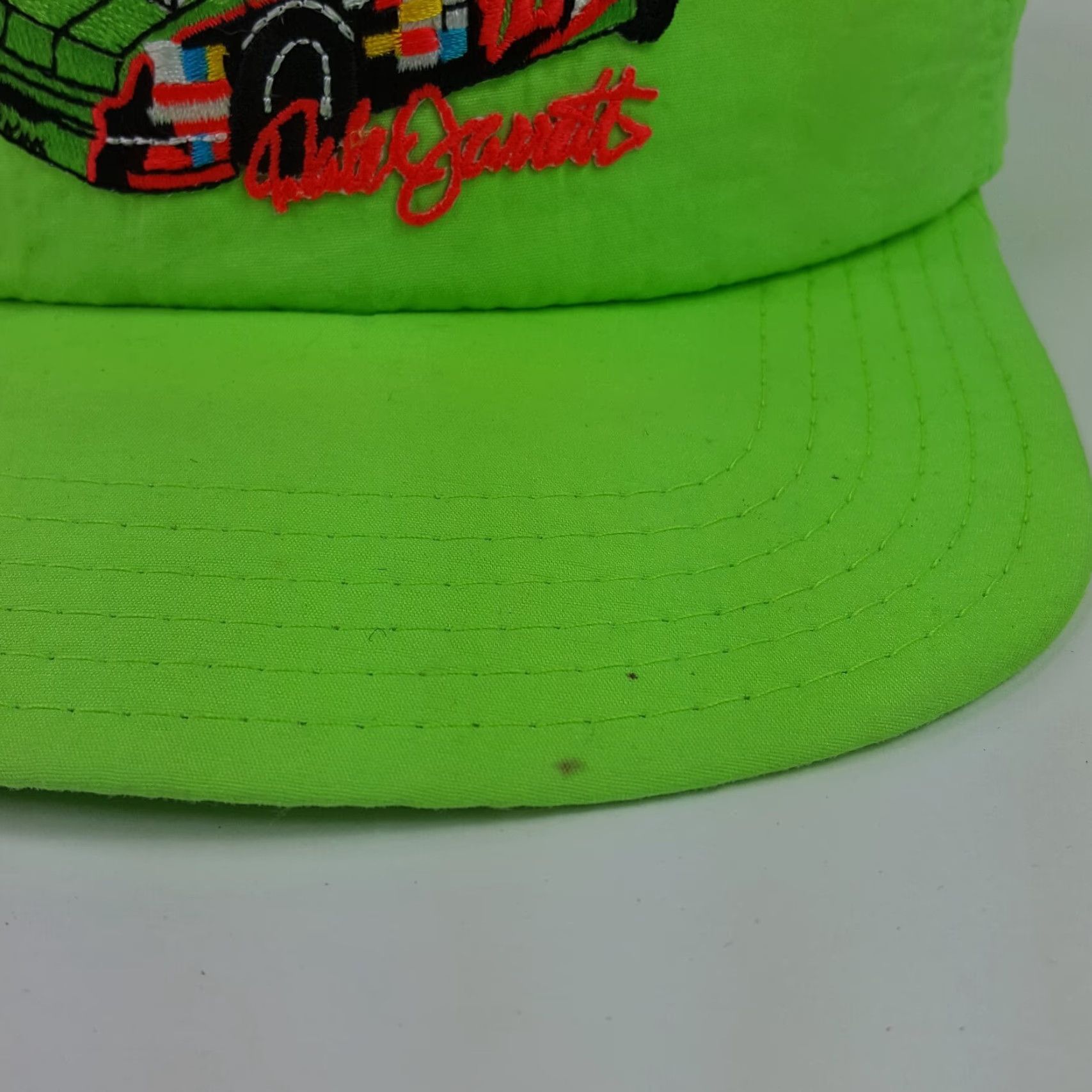 NASCAR VINTAGE NASCAR Dale Jarrett Neon Green USA Trucker Hat Snapback Cap Car, Adjustable, Embroidered, Lightweight, Breathable, Solid Green, Men Size ONE SIZE - 3 Thumbnail