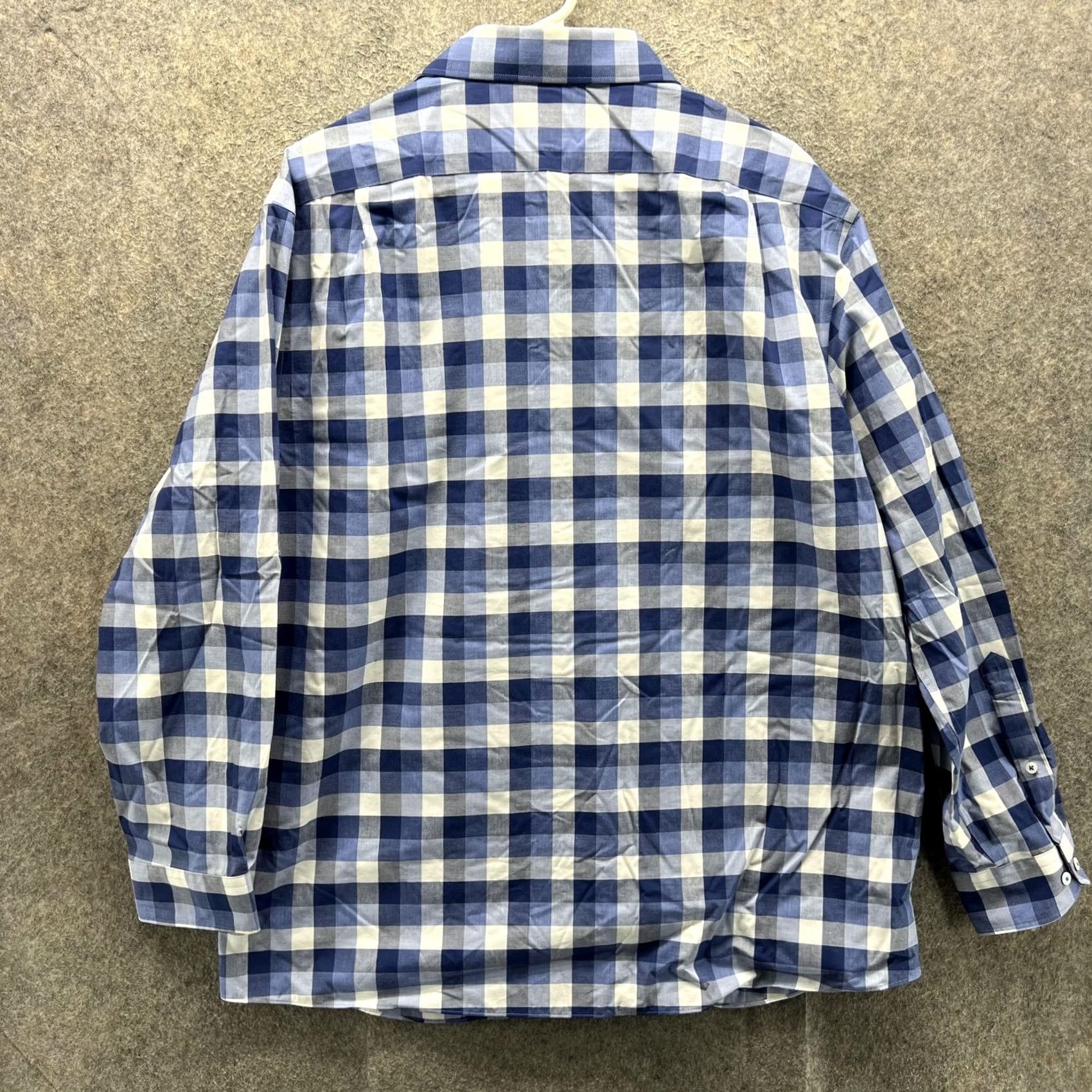 Tommy Hilfiger Tommy Hilfiger Dress Shirt Mens 17.5 32/33 Blue Check Slim Non Iron Long Sleeve Shirt Size 48R - 7 Thumbnail
