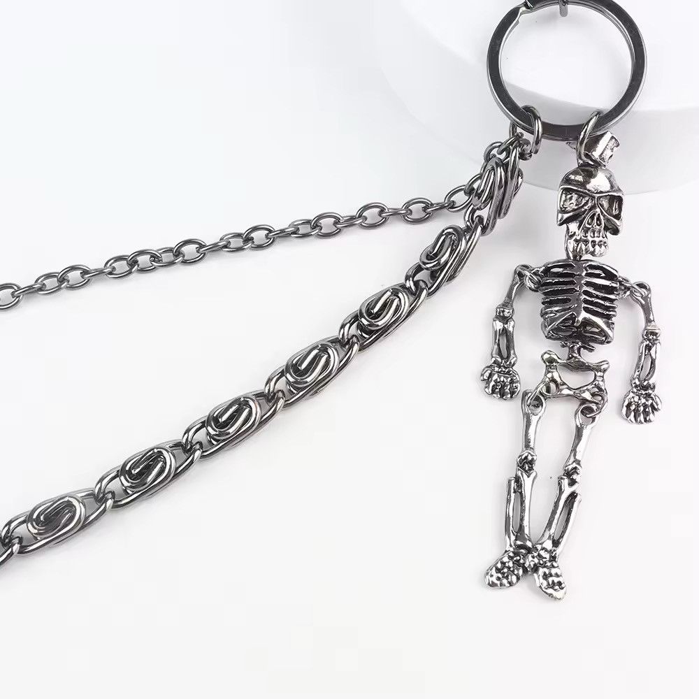 Other Double Metal Waist Key Chain Skull Head Skeleton Pants Size ONE SIZE - 6 Thumbnail
