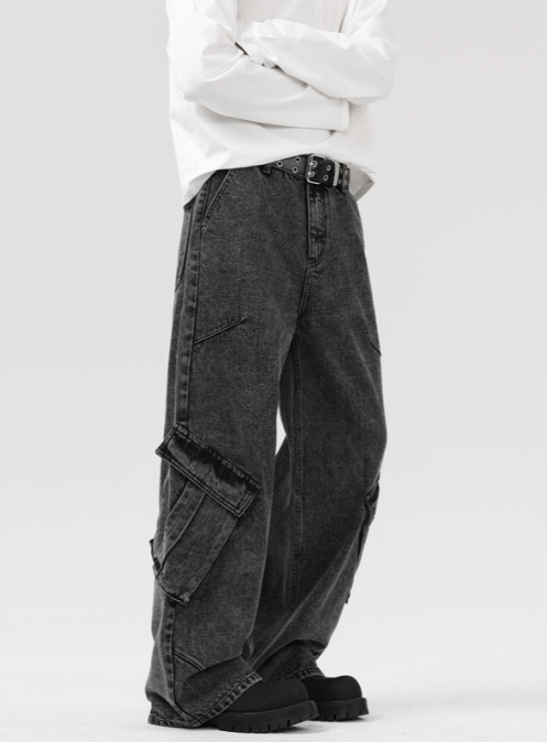 Japanese Brand High street retro stitching cargo wide-leg jeans y2k Size US 32 / EU 48 - 3 Thumbnail