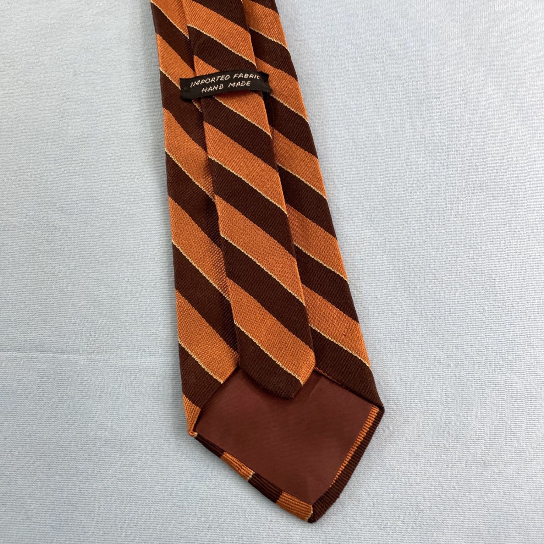 Vintage VINTAGE Handmade Silk Repp Tie Deco Stripe Necktie Brown Orange 58" One Size Mens Size ONE SIZE - 5 Thumbnail