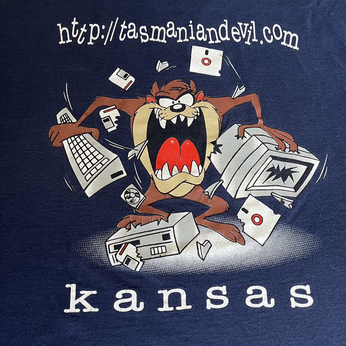 Vintage Vintage 1990s Tasmanian Taz Devil Computer Website Logo Tee Size US L / EU 52-54 / 3 - 3 Thumbnail