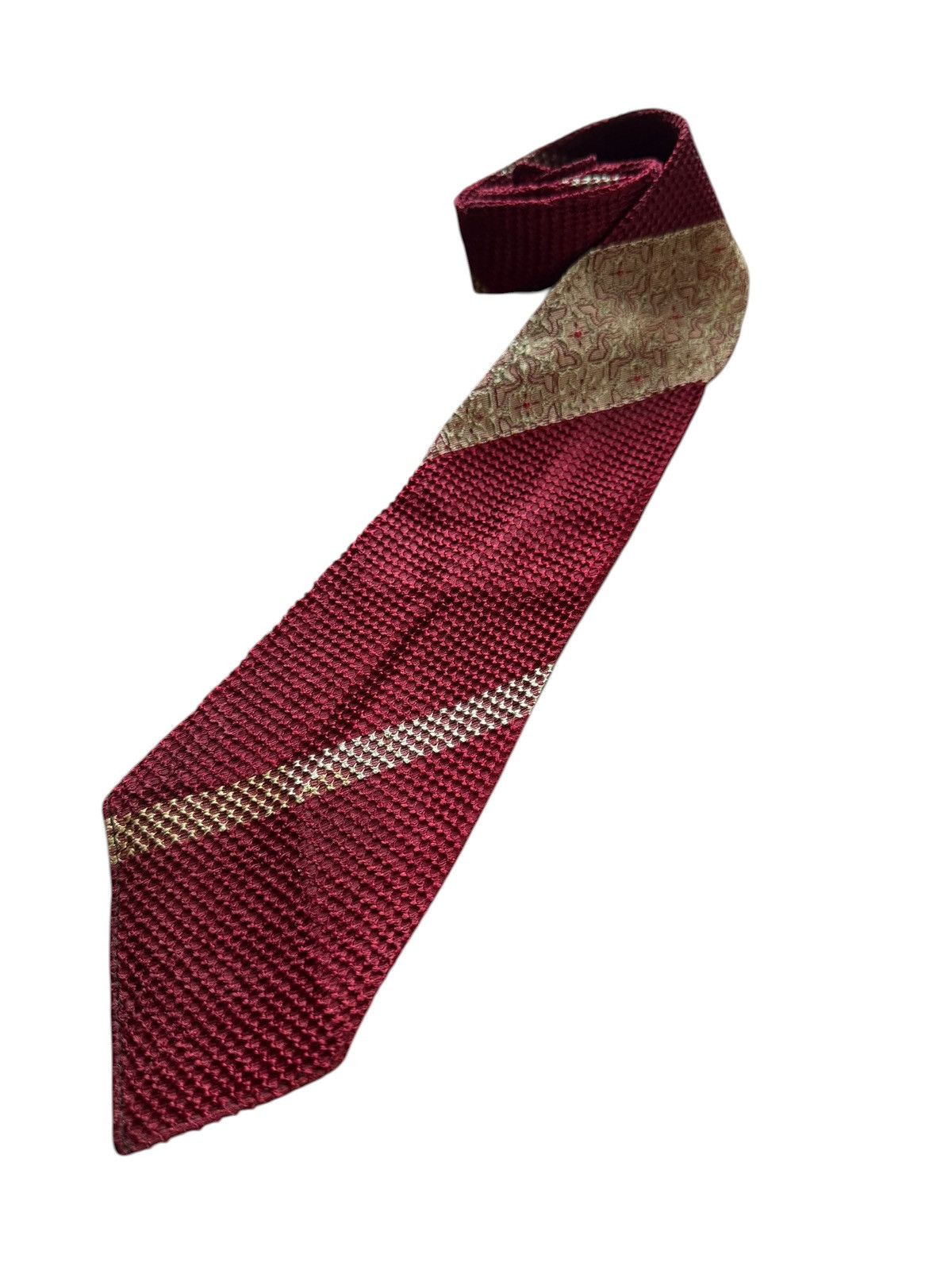 Other Vintage Japanese Tie – Textural Weave & Gold Diagonal Panel Size ONE SIZE - 4 Thumbnail