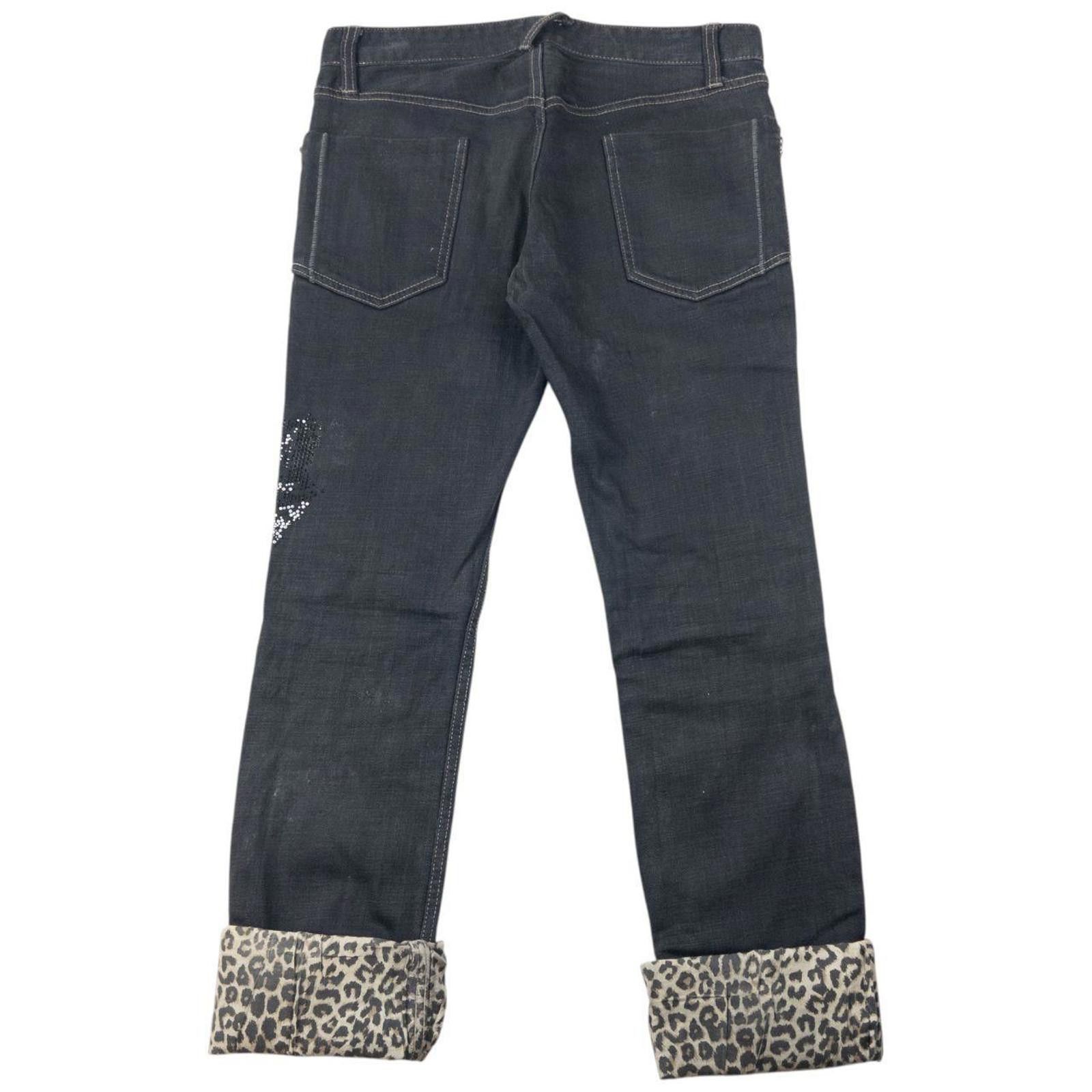 Other Vintage 2000s PPFM Roll Cuff Diamonte Denim Jeans Size W32 Size US 32 / EU 48 - 4 Thumbnail